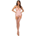 LC Persinne corset & thong with stockings peach - l-xl