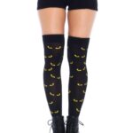 Spooky eyes printed thigh high 6342 - black-yellow - o-s