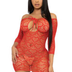 Heart net mini dress 86137 - red - o-s