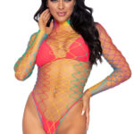 High Bodysuit with thong panty 89230 - rainbow - o-s