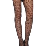 Decorated lace pantyhose 9325 - black - o-s